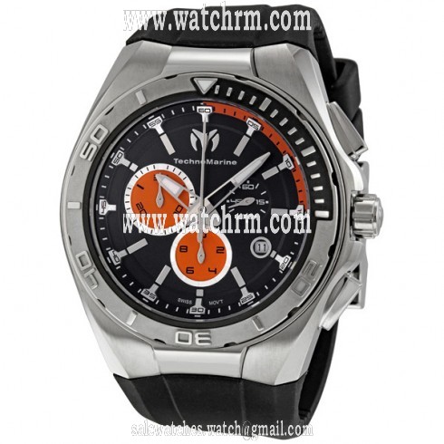 Technomarine Steel Regular Black and Orange Dial Chronograph Men's Watch 110010