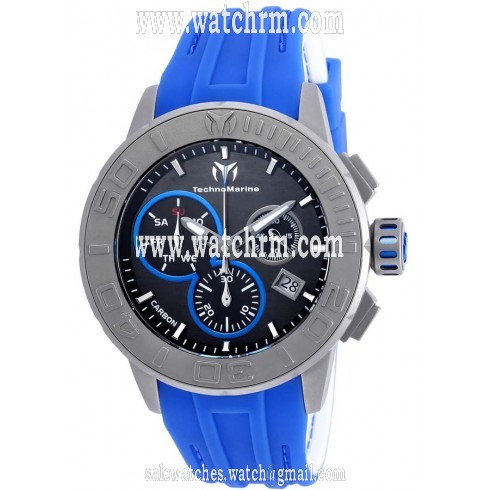 Technomarine Titanium Reef Black Carbon Fiber Dial Blue Silicone Men's Watch 515003