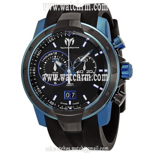 Technomarine UF6 Chronograph Black Dial Black and Blue PVD Stainless Steel Men's Watch 611004