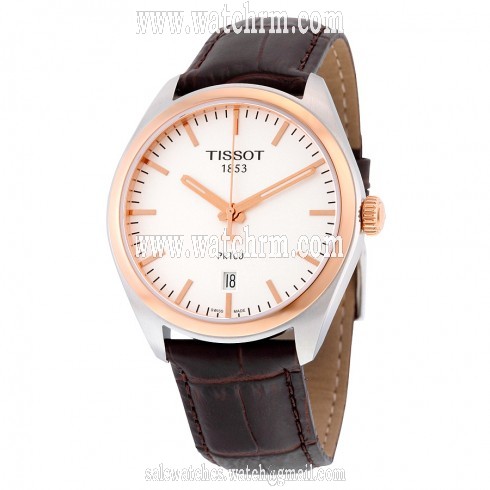 Tisot PR100 Chronograph Silver Dial Brown Leather Men's Watch T1014102603100