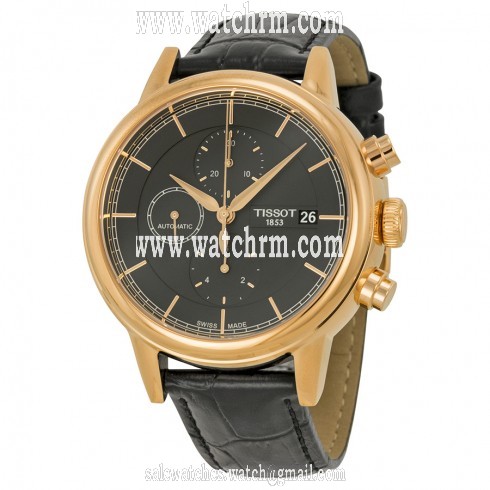Tissot Carson Automatic Chronograph Black Dial Black Leather Men's Watch T0854273606100