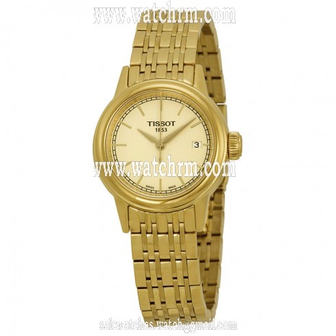 Tissot Carson Champagne Dial Yellow Gold PVD Ladies Watch T0852103302100