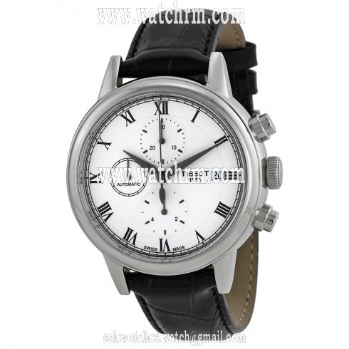 Tissot Carson Chronograph White Dial Black Leather Men's Watch T0854271601300