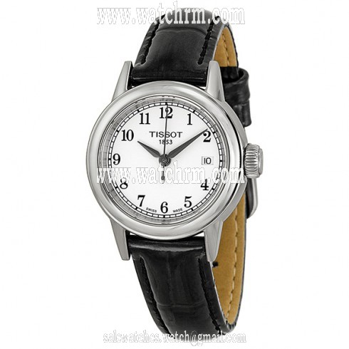Tissot Carson White Dial Black Leather Ladies Watch T0852101601200