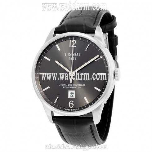 Tissot Chemin Des Tourelles Automatic Black Gunmetal Dial Black Leather Men's Watch T099.407.16.447.00