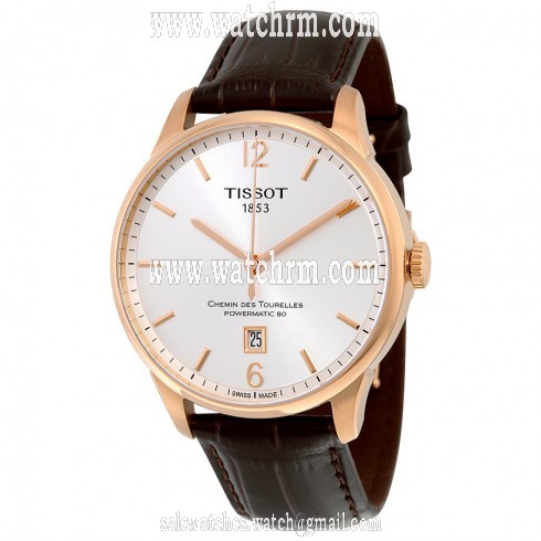 Tissot Chemin Des Tourelles Automatic Silver Dial Brown Leather Men's Watch T0994073603700