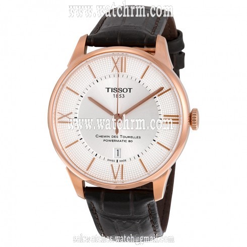 Tissot Chemin Des Tourelles Powermatic 80 Silver Dial Brown Leather Men's Watch T0994073603800