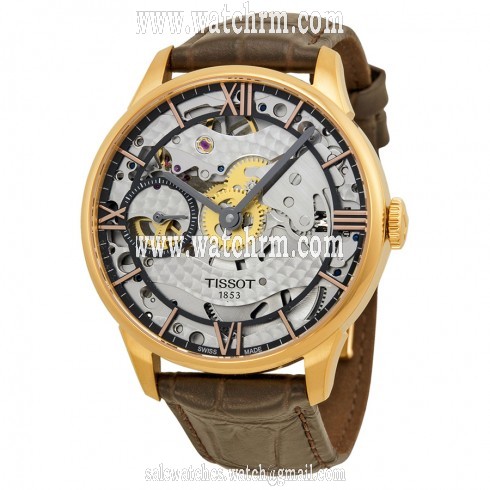 Tissot Chemin Des Tourelles Squelette Skeleton Dial Brown Leather Men's Watch T0994053641800