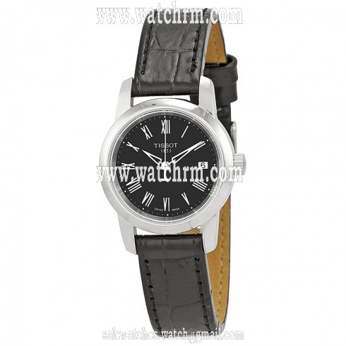 Tissot Classic Dream Black Dial Black Leather Ladies Watch T0332101605300