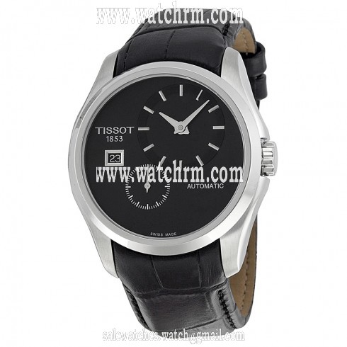 Tissot Couturier Automatic Black Dial Black Leather Men's Watch T0354281605100