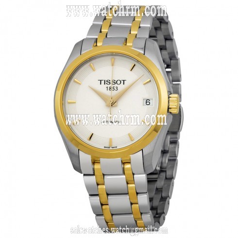 Tissot Couturier Automatic White Dial Two-tone Ladies Watch T0352072201100