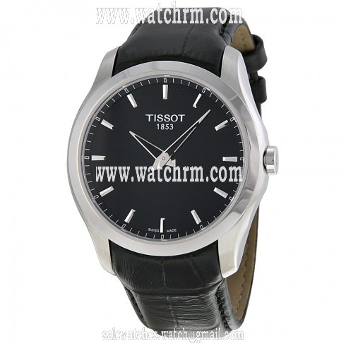 Tissot Couturier Black Dial Black Leather Men's Watch T0354461605100