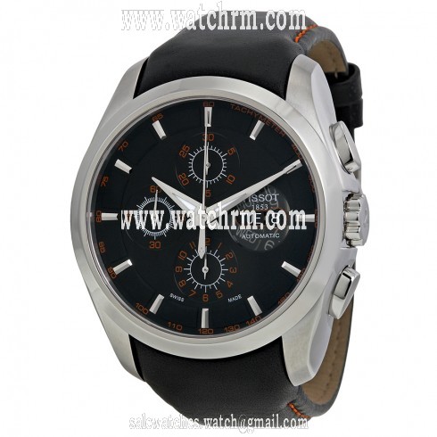 Tissot Couturier Chronograph Valjoux Black Dial Black Leather Men's Watch  T035.614.16.051.01