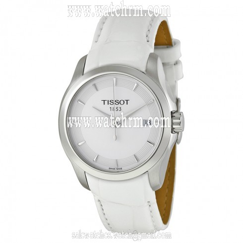 Tissot Couturier White Dial White Leather Strap Ladies Watch T0352101601100