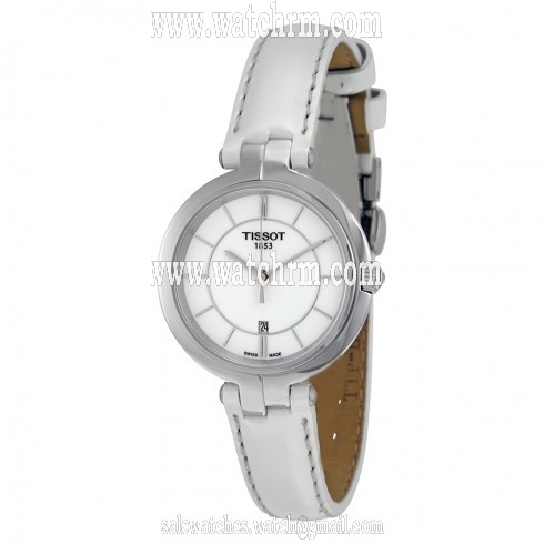 Tissot Flamingo White Dial White Leather Strap Ladies Quartz Watch T0942101601100