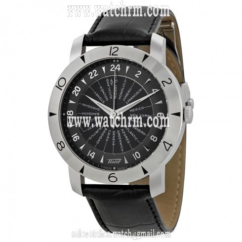 Tissot Heritage Navigator Black Dial Black Leather Men's Watch T0786411605700