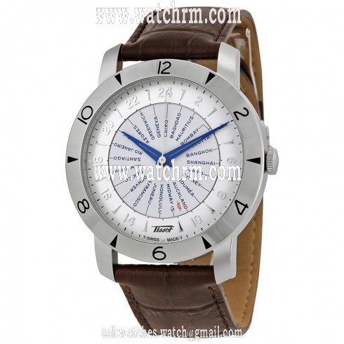 Tissot Heritage Navigator Silver Dial Brown Leather Men's Watch T0786411603700