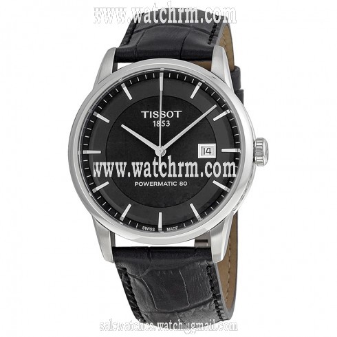Tissot Luxury Automatic Black Dial Black Leather Men's Watch T0864071605100