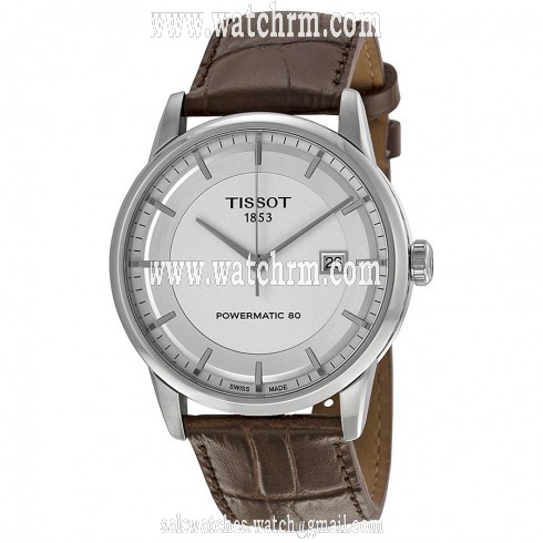 Tissot Luxury Powermatic 80 Automatic Silver Dial Brown Leather Men's Watch T0864071603100