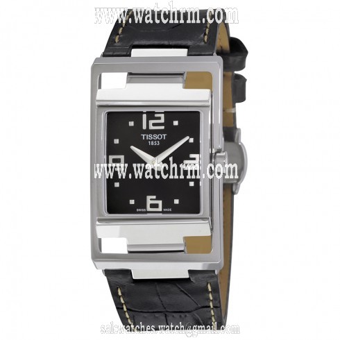 Tissot My-T Open Black Dial Black Leather Ladies Watch T0323091605700