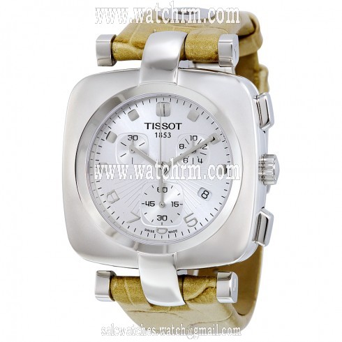Tissot Odaci-T Chronograph Silver Dial Beige Leather Ladies Watch T0203171603700