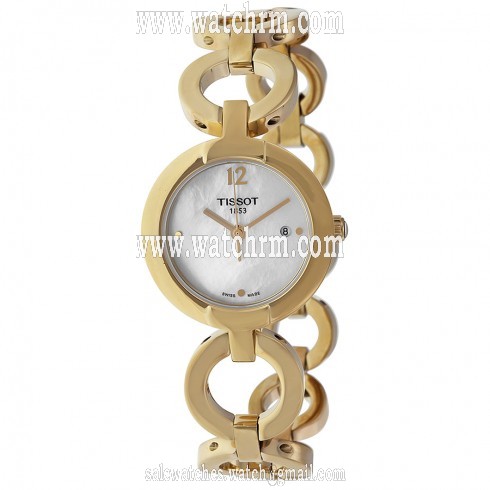 Tissot Pinky Mother of Pearl Dial Gold-plated Ladies Watch T0842103311700