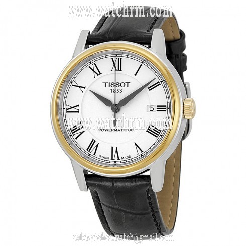 Tissot Powermate 80 Automatic White Dial Black Leather Men's Watch T0854072601300