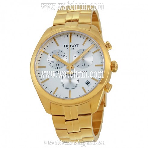 Tissot PR100 Chronograh White Dial Gold PVD Men's Watch T1014173303100