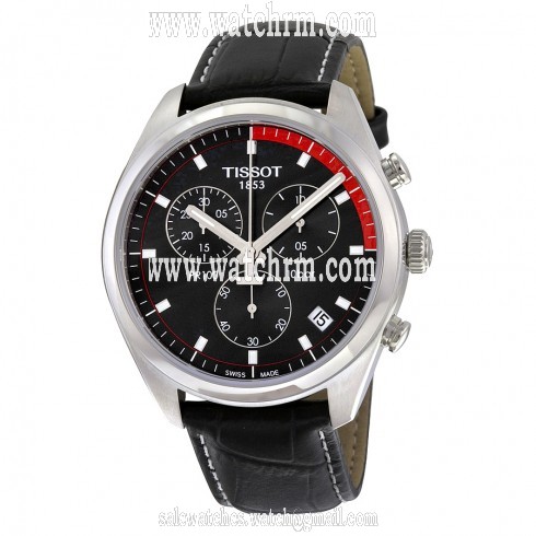 Tissot PR100 Chronograph Black Dial Black Leather Men's Watch T1014171605100