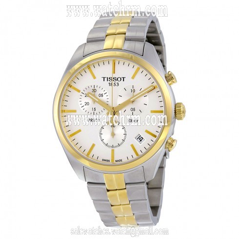 Tissot PR100 Chronograph White Dial Two-tone Men's Watch T1014172203100