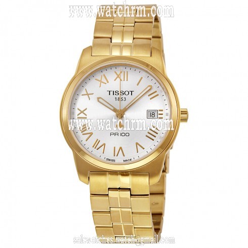 Tissot PR100 Silver Dial Gold-plated Men's Watch T0494103303300