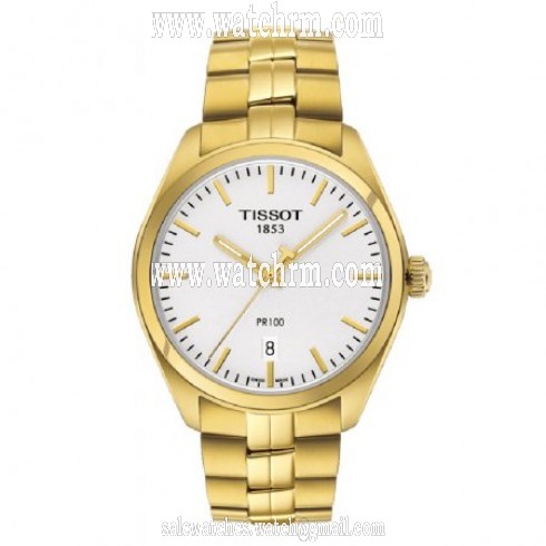 Tissot PR100 Silver Dial Gold PVD Men's Watch T1014103303100