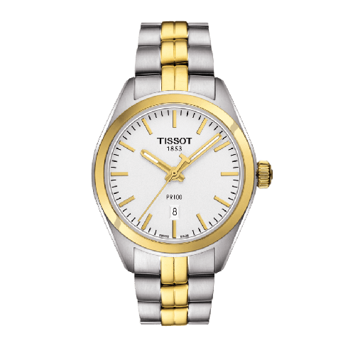 Tissot PR100 Silver Dial Two-tone Ladies Watch T1012102203100