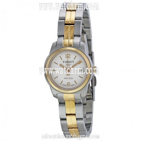 Tissot PR100 White Dial Two-tone Ladies Watch T0492102201700