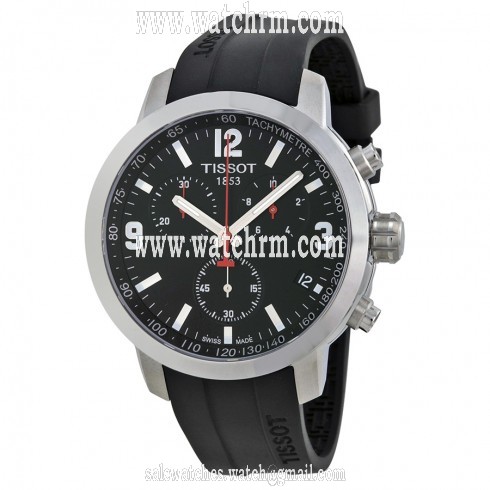 Tissot PRC 200 Chronograph Black Dial Black Rubber Men's Watch T0554171705700