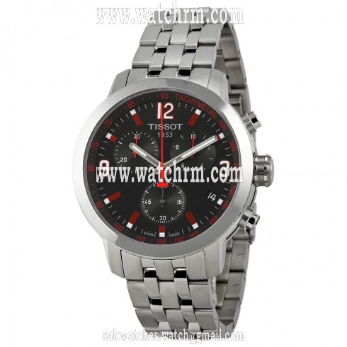 Tissot PRC 200 Chronograph Black Dial Stainless Steel Men's Watch T0554171105701