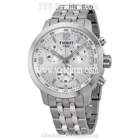 Tissot PRC 200 Chronograph Silver Dial Stainless Steel Men's Watch T0554171103700