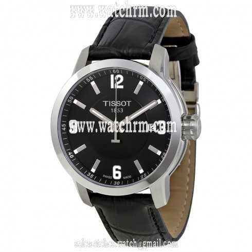 Tissot PRC 200 Quartz Black Dial Black Leather Sport Men's Watch T0554101605700