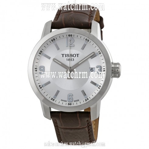 Tissot PRC 200 Quartz Silver Dial Brown Leather Sport Men's Watch T0554101603700