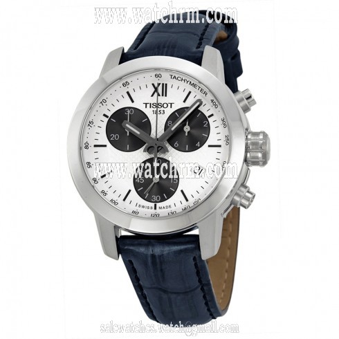 Tissot Prc200 Chronograph White Dial  Blue Leather Ladies Watch T0552171603800
