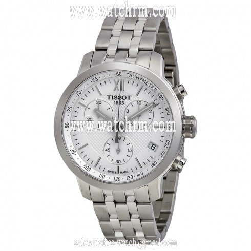 Tissot PRC200 Chronograph White Dial Stainless Steel Men's Watch T0554171101800