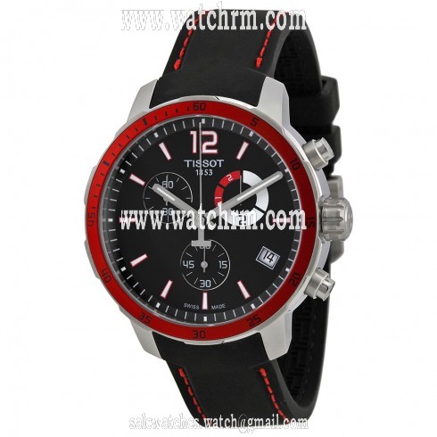 Tissot Quickster Chronograph Black Dial Black Silicone Men's Watch T0954491705701