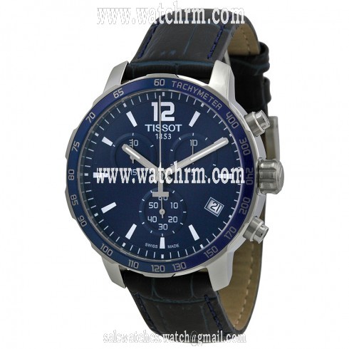 Tissot Quickster Chronograph Blue Dial Blue Leather Men's Watch  T0954171604700