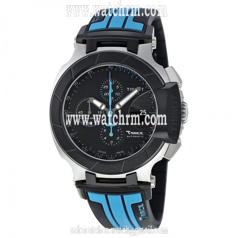 Tissot Race Automatic Chronograph Black Dial Black and Blue Silicone Rubber Men's Watch T0484272705702