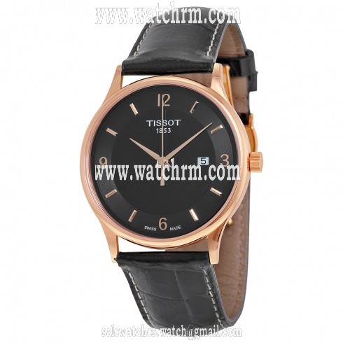 Tissot Rose Dream Automatic Black Dial Black Leather Men's Watch T9144104605700