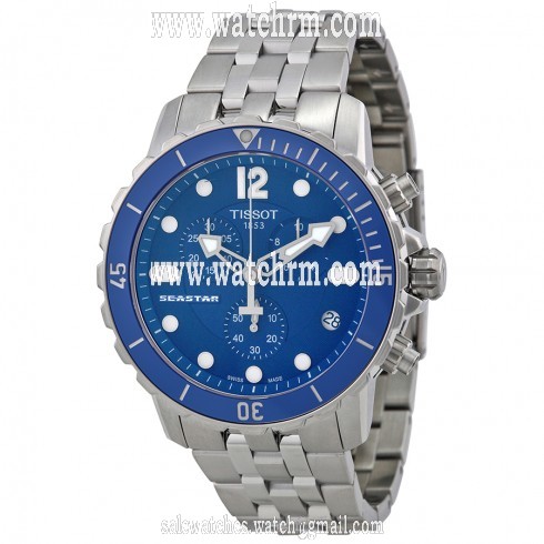 Tissot Seastar Chronograph Blue Dial Stainless Steel Men's Watch T0664171104700