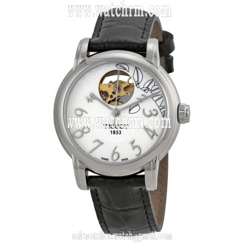 Tissot T Classic Automatic White Dial Black Leather Ladies Watch T0502071603200