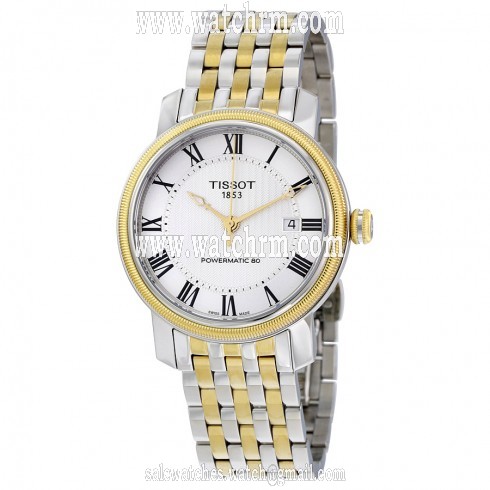 Tissot T-Classic Bridgeport Powermatic 80 Silver Dial Two-tone Men's Watch T0974072203300