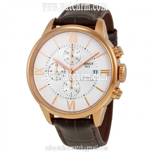 Tissot T-Classic Chemin Des Tourelles Chronograph Automatic Silver Dial Brown Leather Men's Watch T0994273603800