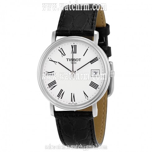 Tissot T-Classic Desire White Dial Black Leather Men's Watch T52142113